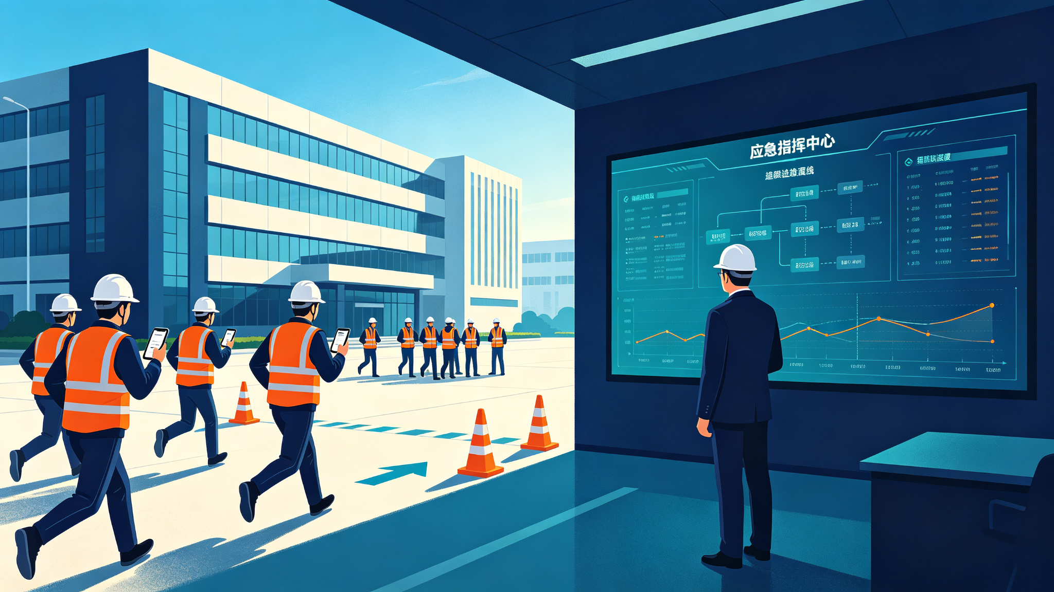 演练现场与指挥中心联动示意